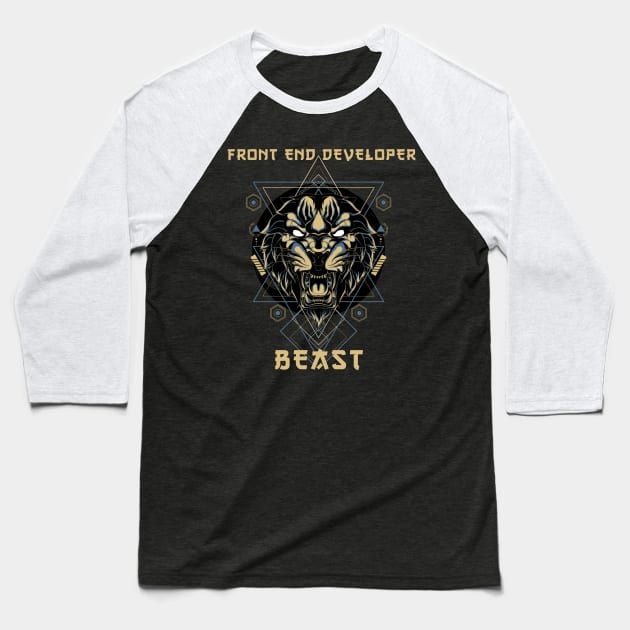 Front end Developer Beast Baseball T-Shirt by Cyber Club Tees